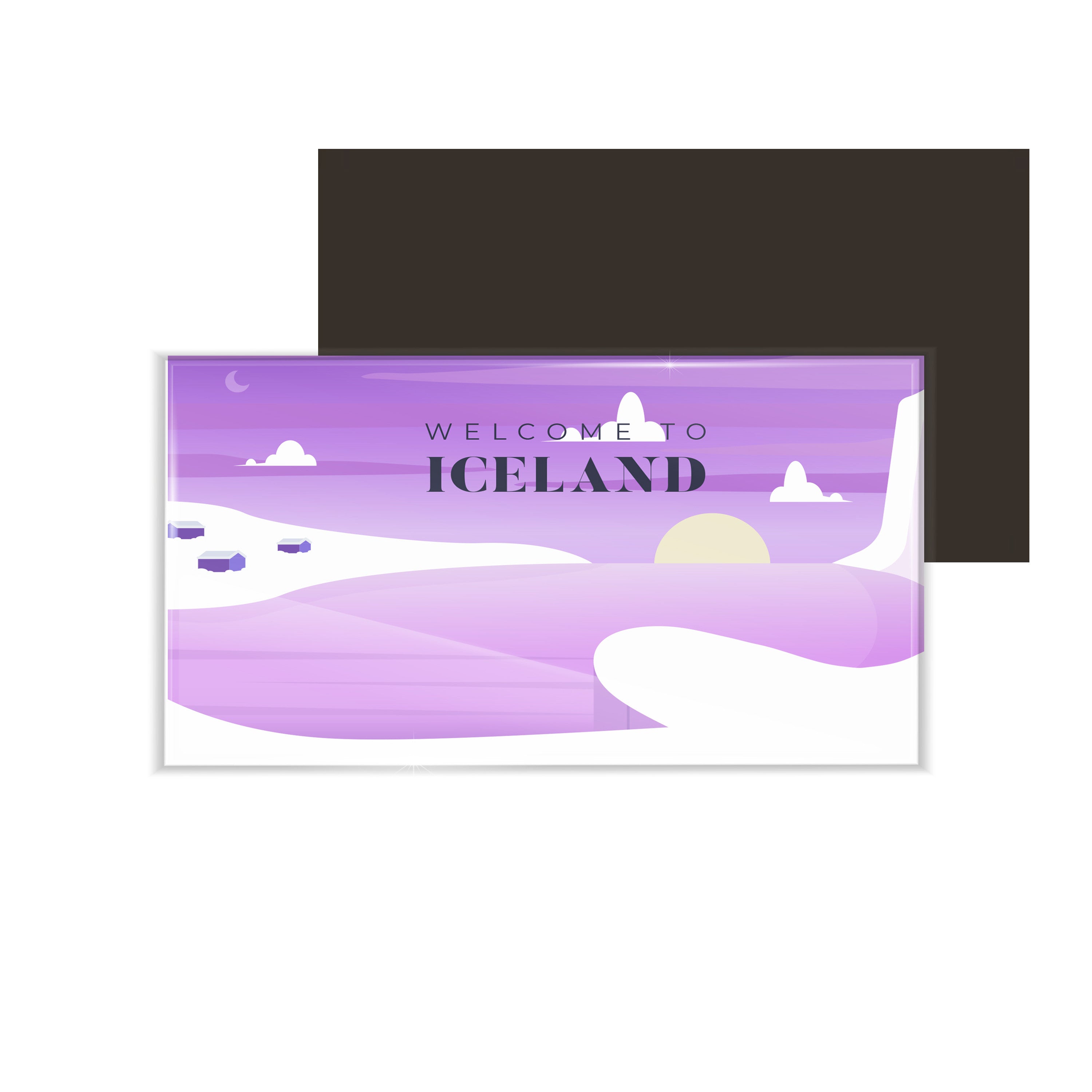 dhcrafts Fridge Magnet Rectangle Acrylic Glass (8.6 x 5.4 cm) Purple Travel Iceland Design Pack of 1